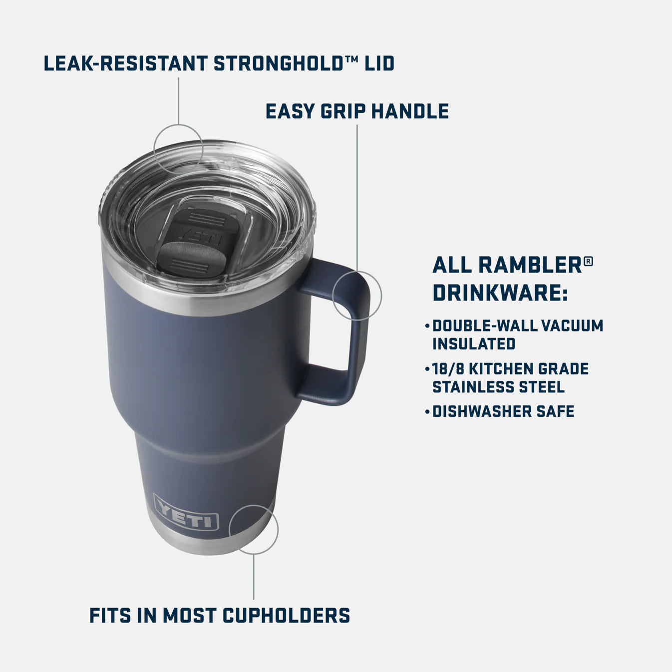 YETI Rambler® 30 oz (887 ml) Travel Mug With Stronghold™ Lid